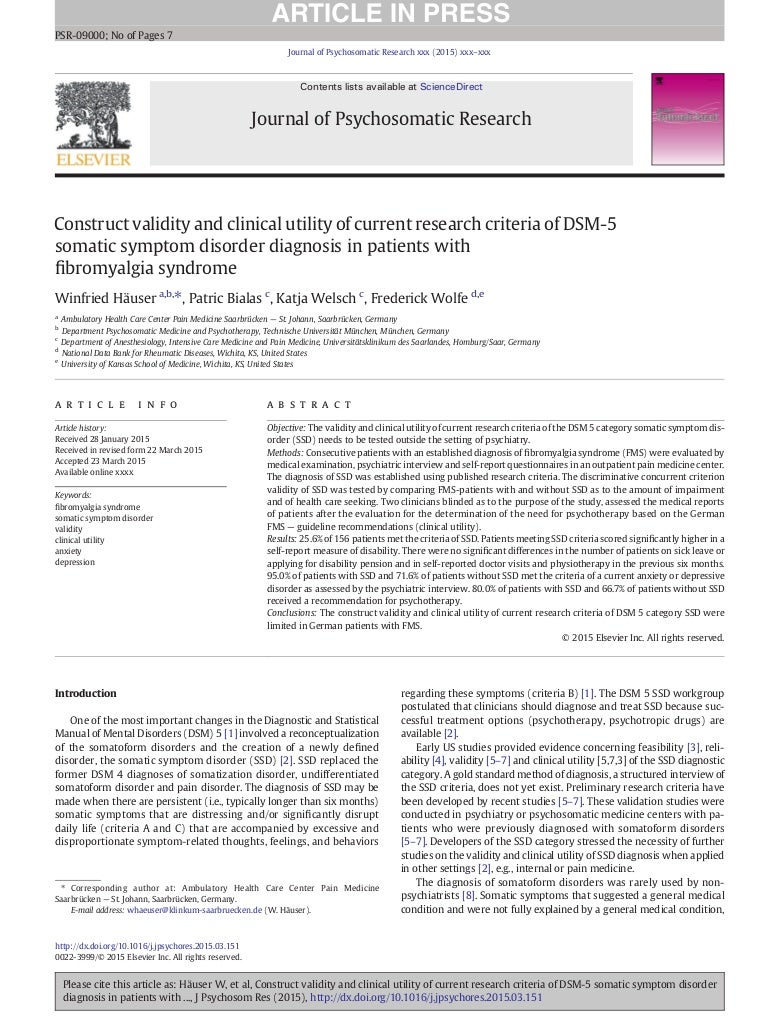 Incidence Of Ssdpp In Fms