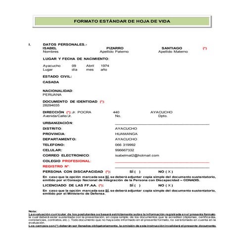 Formulario ac01 | PDF