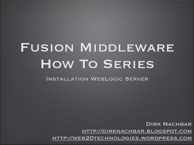 Fusion Middleware 11g How To Part 2