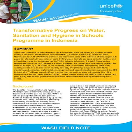 Transformative Progress on Water, Sanitation and Hygiene in Schools ...