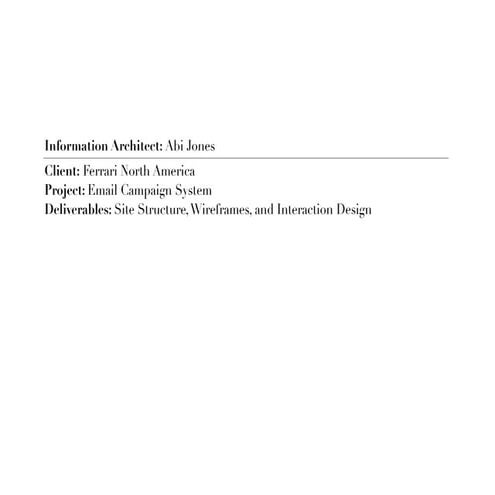 Ferrari North America Email Campaign System Wireframes