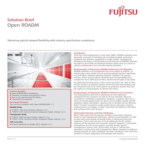 Open ROADM Design and Technical Scope