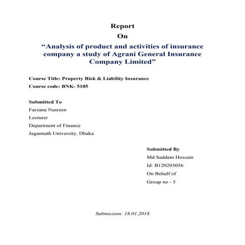 Analysis of product and activities of insurance company a study of ...