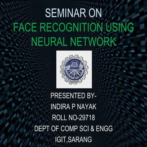 Face recognition using neural network | PPTX