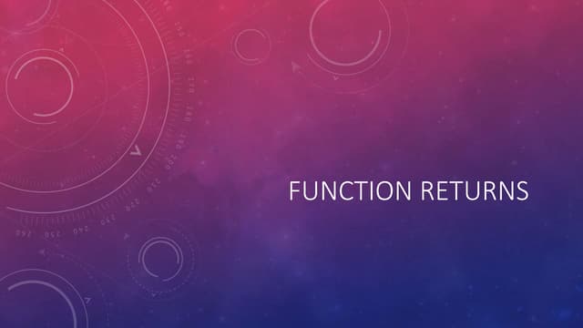 Returning Data