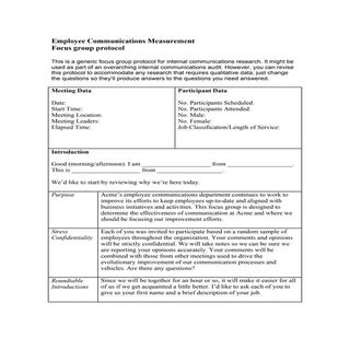 Employee Communications Focus Group...