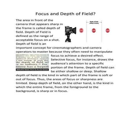 Focus and depth of field 