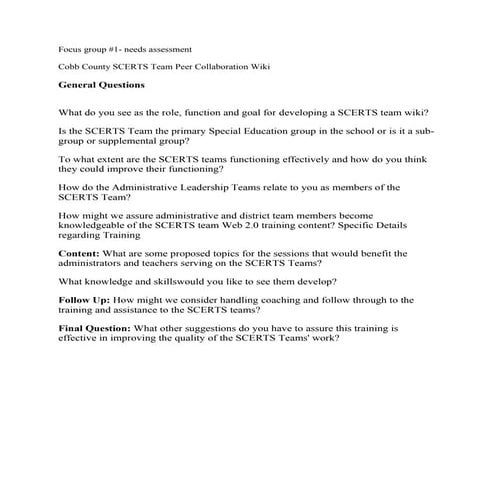 Focus group   wiki needs assessment