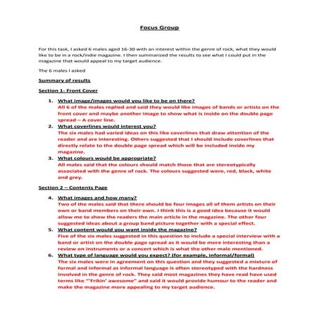 Focus group and audience