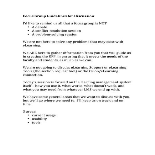 LMS - Focus group guidelines for discussion