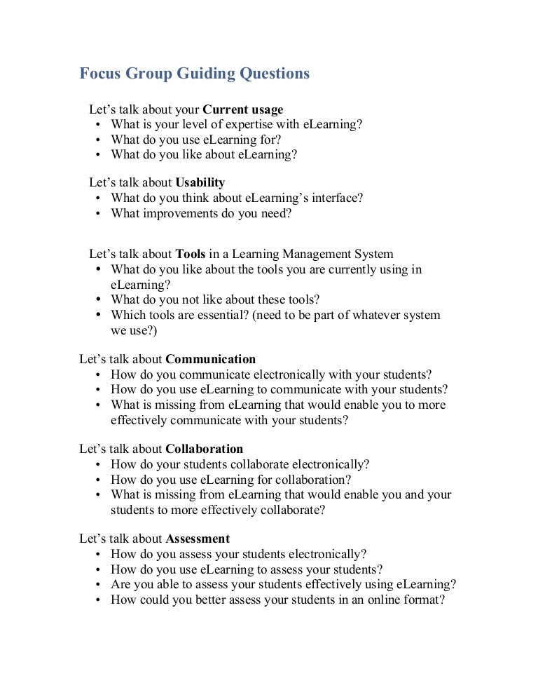 LMS Focus Group Guiding Questions
