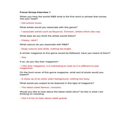 Focus group interview 1