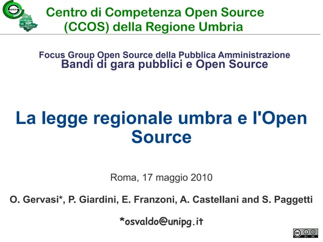 Focus Group Open Source 17.6.2010 Osvaldo Gervasi