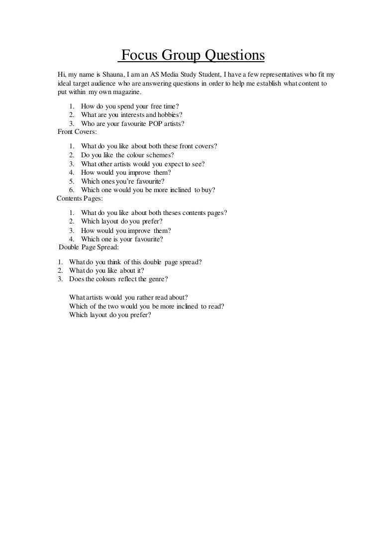 Focus Group Questions