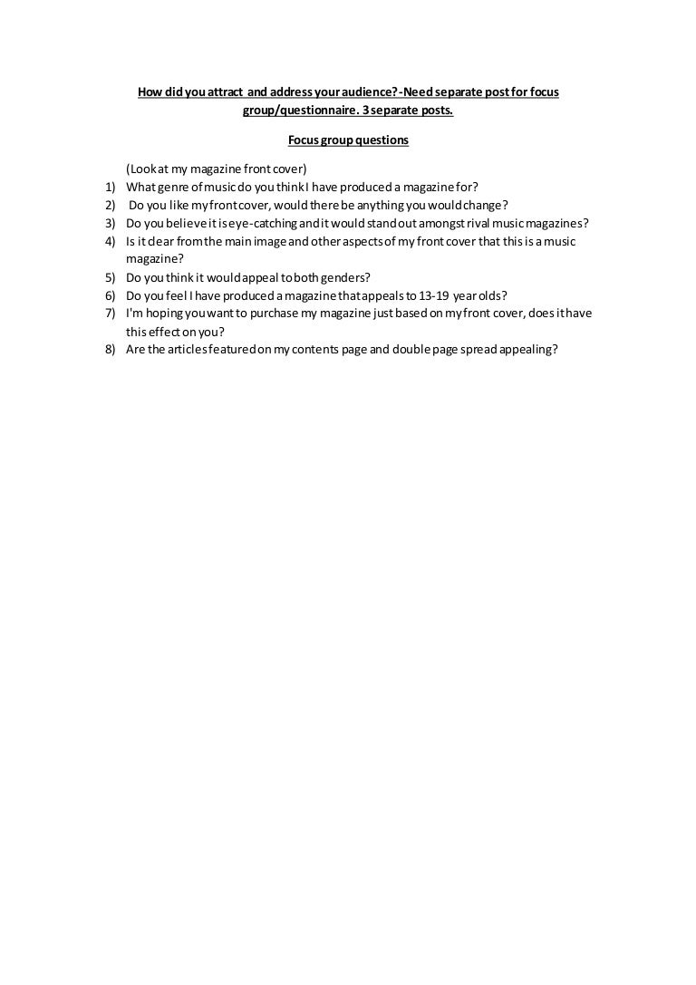 Focus group questions