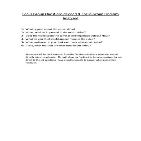 Focus group questions devised