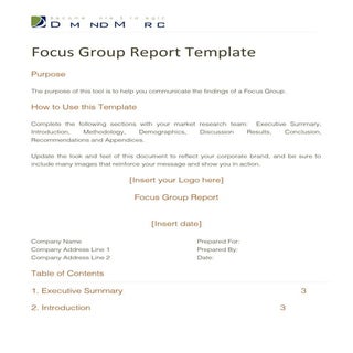 Focus Group Report Template