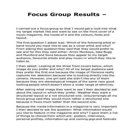 Focus Group Results 