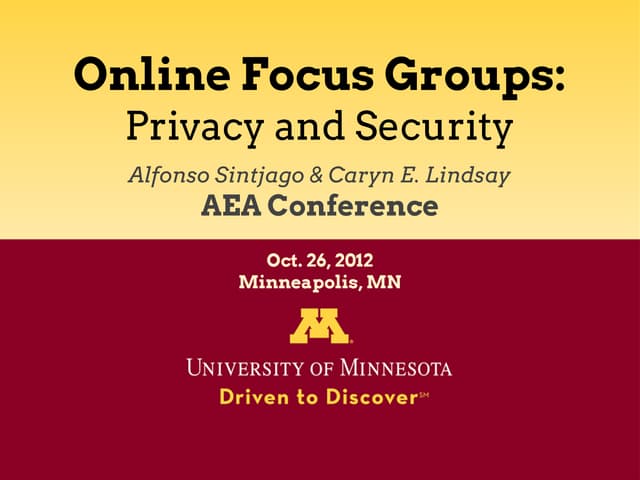 Online Focus Groups Privacy and Security Considerations