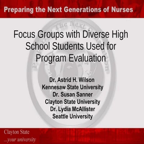 Focus Groups With Diverse High School Students Used For Program Evaluation