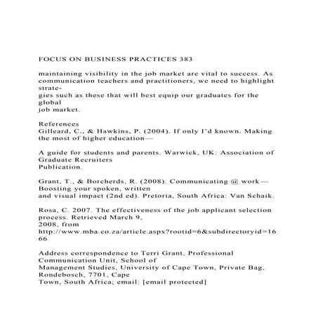 FOCUS ON BUSINESS PRACTICES 383maintaining visibility in t.docx