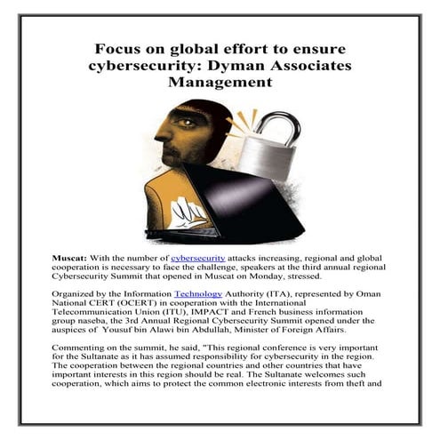 Focus on global effort to ensure cybersecurity: Dyman Associates Management