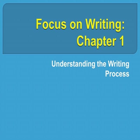 Focus on writing ch. 1