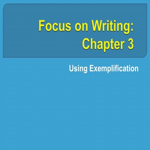 Focus on writing ch. 3
