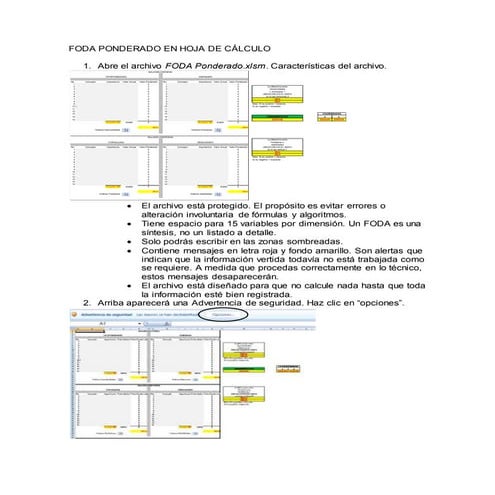 Foda ponderado instrucciones para uso en Excel