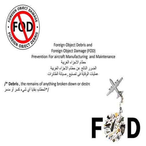 Fod Foreign Object Debris in aviation arabic | PDF
