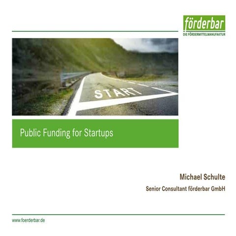 Public Funding for Startups