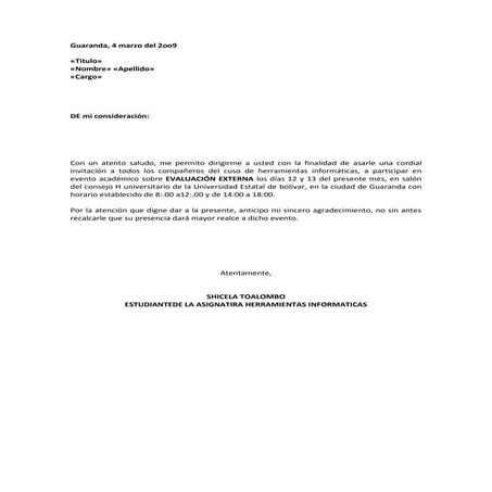 oficio de invitacion