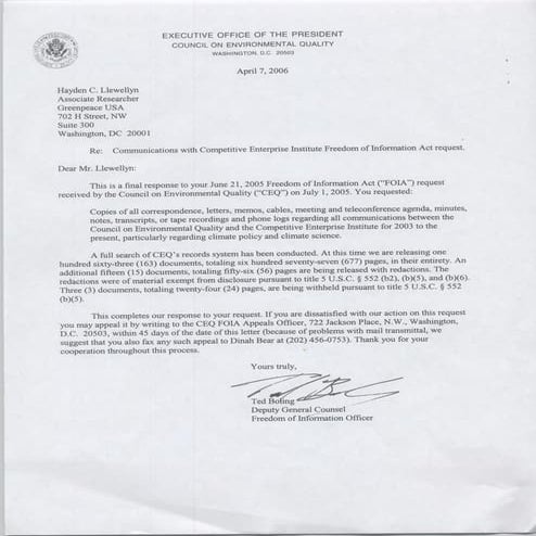 CEI FOIA Final Response 4.7.2006