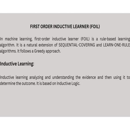 FOIL First orderInductive learning in AI | PDF
