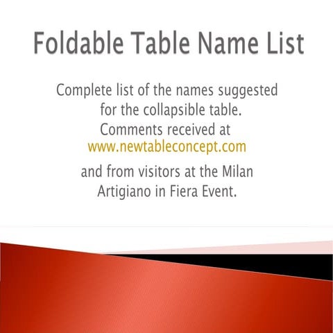 Foldable Table Name List