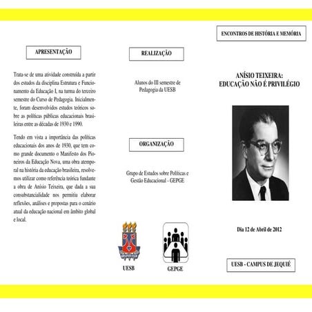 Folder final   evento de Anisio Teixeira