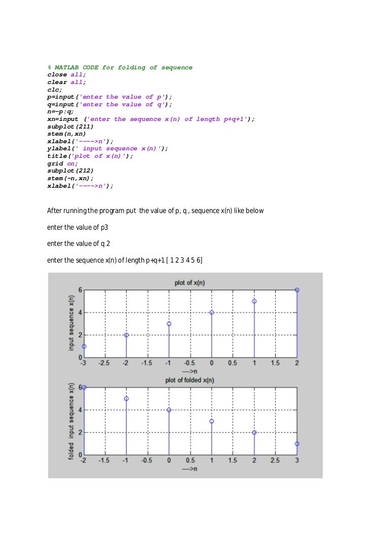 matlab code of shifting and folding of two sequences