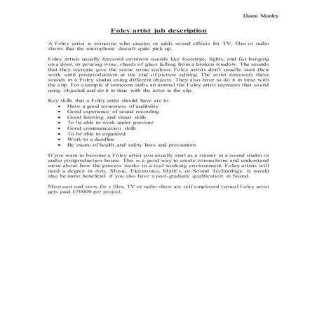 Foley artist job description and different sound effect creation