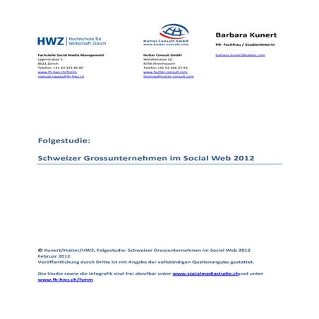 Folgestudie Social Media 2012