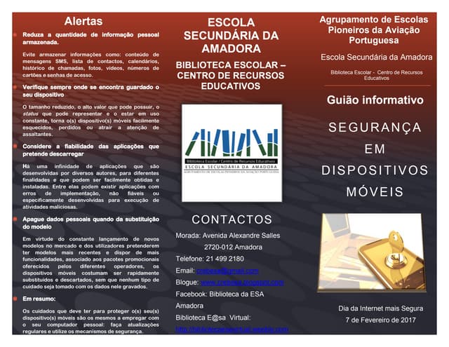 Folheto  segurança dispositivo móvel