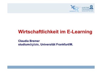 Wirtschaftlichkeit im E-Learning
