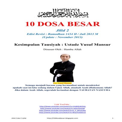 Jilid 2 (Revisi 2013) - 10 Dosa Besar - Tausiyah Ustad Yusuf Mansur