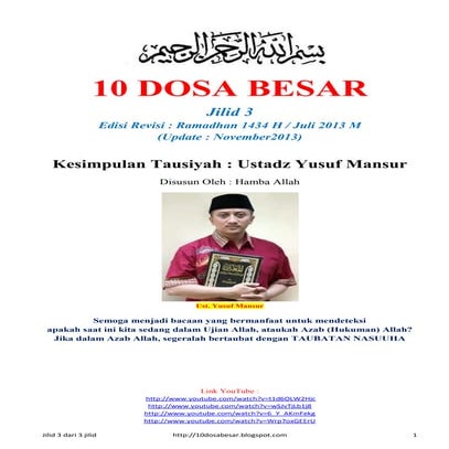 Jilid 3 (Revisi 2013) - 10 Dosa Besar - Tausiyah Ustad Yusuf Mansur 