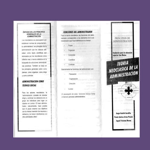 Folleto teoria neoclasica de la administración