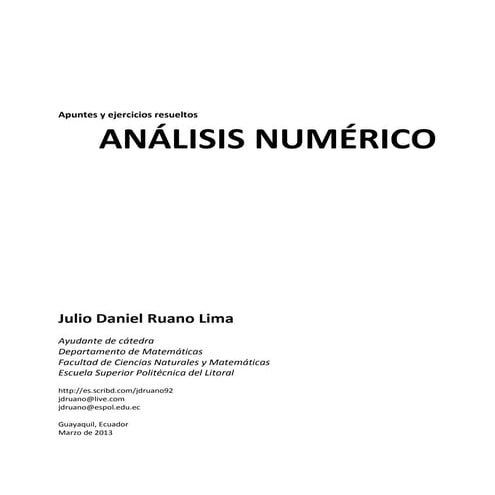 APUNTES Y EJERCICIOS RESUELTOS DE ANALISIS NUMERICO