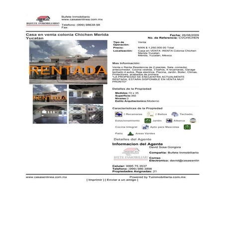 Folleto casa chichen
