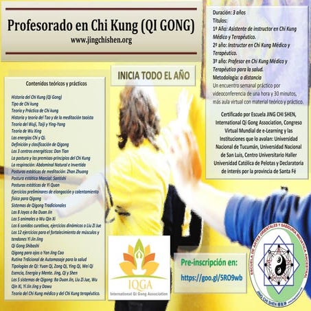 Profesorado en Qi Gong (Chi Kung) a distancia