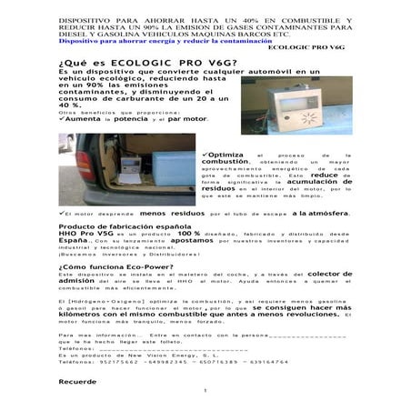 Folleto promocional hho