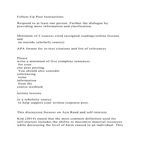 Follow-Up Post InstructionsRespond to at least one person. Furth.docx