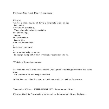 Follow-Up Post Peer ResponsePlease write a minimum of five c.docx
